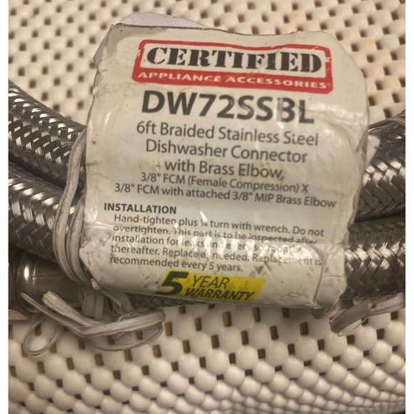 Certified Appliance 6 fr Braided stainless steel dishwasher connector - Picture 3 of 3